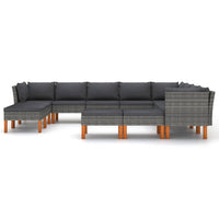 Thumbnail for 12-tlg. Garten-Lounge-Set mit Kissen Poly Rattan Grau