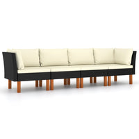 Thumbnail for 4-Sitzer-Gartensofa mit Kissen Schwarz Poly Rattan
