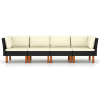 Thumbnail for 4-Sitzer-Gartensofa mit Kissen Schwarz Poly Rattan