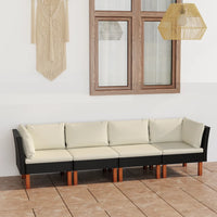 Thumbnail for 4-Sitzer-Gartensofa mit Kissen Schwarz Poly Rattan