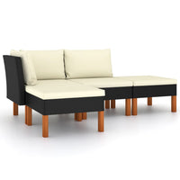 Thumbnail for 4-tlg. Garten-Lounge-Set mit Kissen Poly Rattan Schwarz