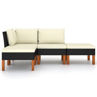Thumbnail for 4-tlg. Garten-Lounge-Set mit Kissen Poly Rattan Schwarz