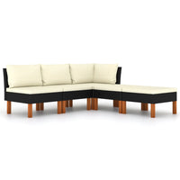Thumbnail for 5-tlg. Garten-Lounge-Set mit Kissen Poly Rattan Schwarz