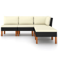Thumbnail for 5-tlg. Garten-Lounge-Set mit Kissen Poly Rattan Schwarz