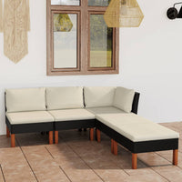 Thumbnail for 5-tlg. Garten-Lounge-Set mit Kissen Poly Rattan Schwarz