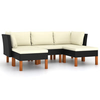 Thumbnail for 5-tlg. Garten-Lounge-Set mit Kissen Poly Rattan Schwarz
