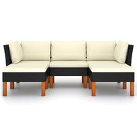 Thumbnail for 5-tlg. Garten-Lounge-Set mit Kissen Poly Rattan Schwarz