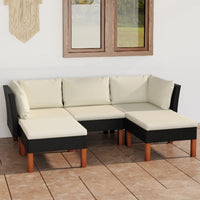 Thumbnail for 5-tlg. Garten-Lounge-Set mit Kissen Poly Rattan Schwarz