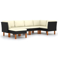 Thumbnail for 6-tlg. Garten-Lounge-Set mit Kissen Poly Rattan Schwarz