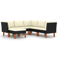 Thumbnail for 6-tlg. Garten-Lounge-Set mit Kissen Poly Rattan Schwarz