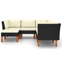 Thumbnail for 6-tlg. Garten-Lounge-Set mit Kissen Poly Rattan Schwarz
