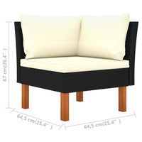 Thumbnail for 6-tlg. Garten-Lounge-Set mit Kissen Poly Rattan Schwarz
