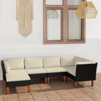 Thumbnail for 6-tlg. Garten-Lounge-Set mit Kissen Poly Rattan Schwarz