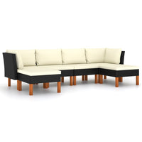 Thumbnail for 6-tlg. Garten-Lounge-Set mit Kissen Poly Rattan Schwarz