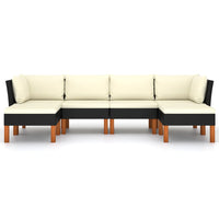 Thumbnail for 6-tlg. Garten-Lounge-Set mit Kissen Poly Rattan Schwarz