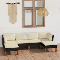 Thumbnail for 6-tlg. Garten-Lounge-Set mit Kissen Poly Rattan Schwarz
