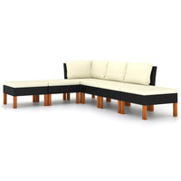 Thumbnail for 6-tlg. Garten-Lounge-Set mit Kissen Poly Rattan Schwarz