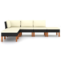 Thumbnail for 6-tlg. Garten-Lounge-Set mit Kissen Poly Rattan Schwarz