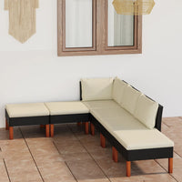 Thumbnail for 6-tlg. Garten-Lounge-Set mit Kissen Poly Rattan Schwarz