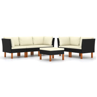 Thumbnail for 6-tlg. Garten-Lounge-Set mit Kissen Poly Rattan Schwarz