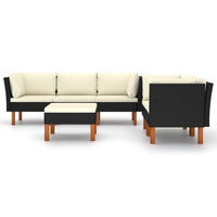 Thumbnail for 6-tlg. Garten-Lounge-Set mit Kissen Poly Rattan Schwarz