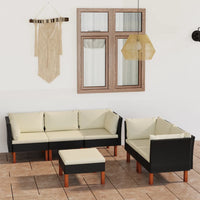 Thumbnail for 6-tlg. Garten-Lounge-Set mit Kissen Poly Rattan Schwarz