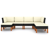 Thumbnail for 7-tlg. Garten-Lounge-Set mit Kissen Poly Rattan Schwarz