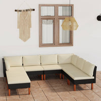 Thumbnail for 8-tlg. Garten-Lounge-Set mit Kissen Poly Rattan Schwarz