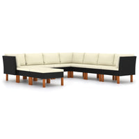 Thumbnail for 9-tlg. Garten-Lounge-Set mit Kissen Poly Rattan Schwarz