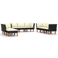 Thumbnail for 9-tlg. Garten-Lounge-Set mit Kissen Poly Rattan Schwarz