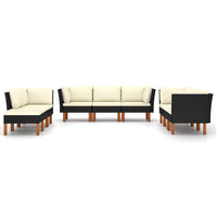 Thumbnail for 9-tlg. Garten-Lounge-Set mit Kissen Poly Rattan Schwarz