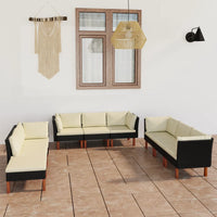 Thumbnail for 9-tlg. Garten-Lounge-Set mit Kissen Poly Rattan Schwarz