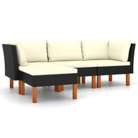 Thumbnail for 4-tlg. Garten-Lounge-Set mit Kissen Poly Rattan Schwarz