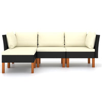 Thumbnail for 4-tlg. Garten-Lounge-Set mit Kissen Poly Rattan Schwarz