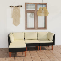 Thumbnail for 4-tlg. Garten-Lounge-Set mit Kissen Poly Rattan Schwarz
