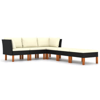 Thumbnail for 6-tlg. Garten-Lounge-Set mit Kissen Poly Rattan Schwarz