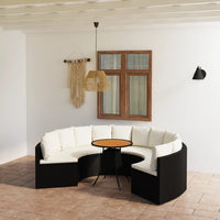 Thumbnail for 7-tlg. Garten-Sofagarnitur mit Auflagen Poly Rattan Schwarz