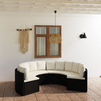 Thumbnail for 6-tlg. Garten-Sofagarnitur mit Auflagen Poly Rattan Schwarz