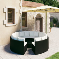 Thumbnail for 9-tlg. Garten-Sofagarnitur mit Auflagen Poly Rattan Schwarz