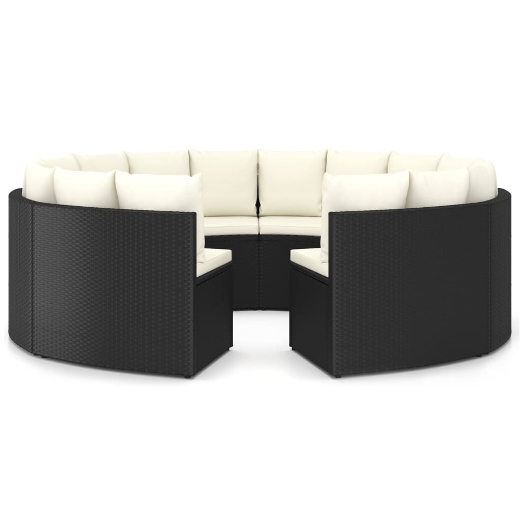 8-tlg. Garten-Sofagarnitur mit Auflagen Poly Rattan Schwarz