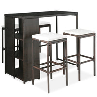 Thumbnail for 5-tlg. Gartenbar-Set mit Kissen Poly Rattan Braun