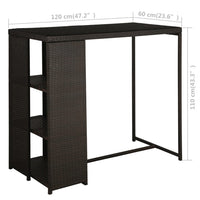 Thumbnail for 5-tlg. Gartenbar-Set mit Kissen Poly Rattan Braun