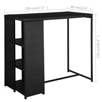 Thumbnail for 5-tlg. Gartenbar-Set mit Kissen Poly Rattan Schwarz