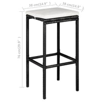 Thumbnail for 5-tlg. Gartenbar-Set mit Kissen Poly Rattan Schwarz