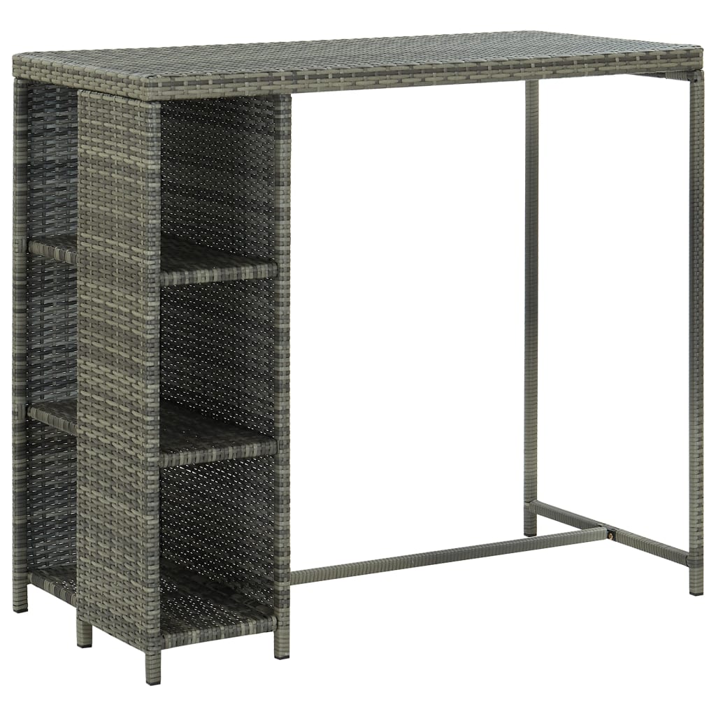 5-tlg. Gartenbar-Set mit Kissen Poly Rattan Grau