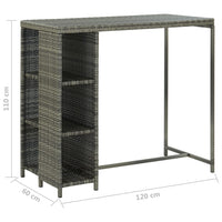 Thumbnail for 5-tlg. Gartenbar-Set mit Kissen Poly Rattan Grau