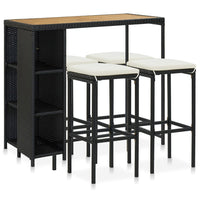 Thumbnail for 5-tlg. Gartenbar-Set mit Kissen Poly Rattan Schwarz