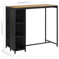Thumbnail for 5-tlg. Gartenbar-Set mit Kissen Poly Rattan Schwarz