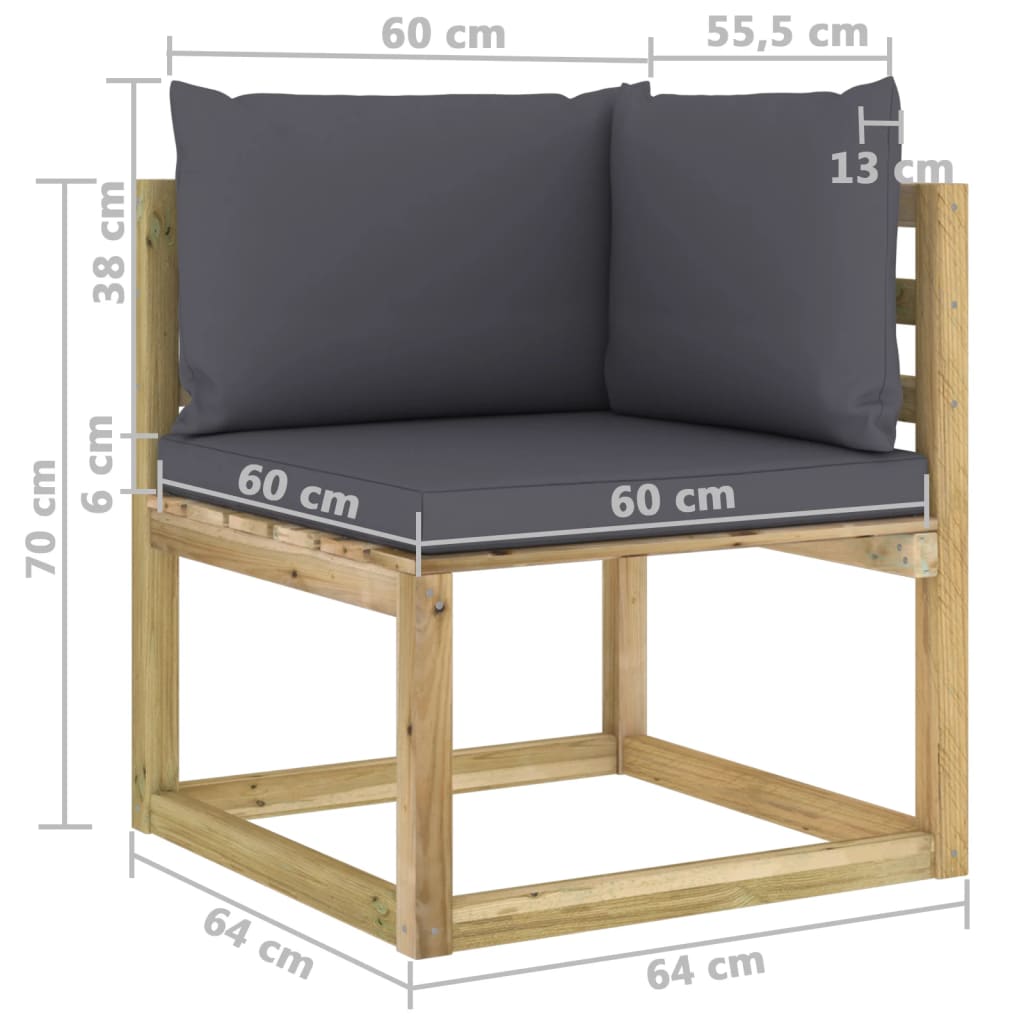 Garten-Ecksofa mit Kissen Grün Imprägniertes Kiefernholz