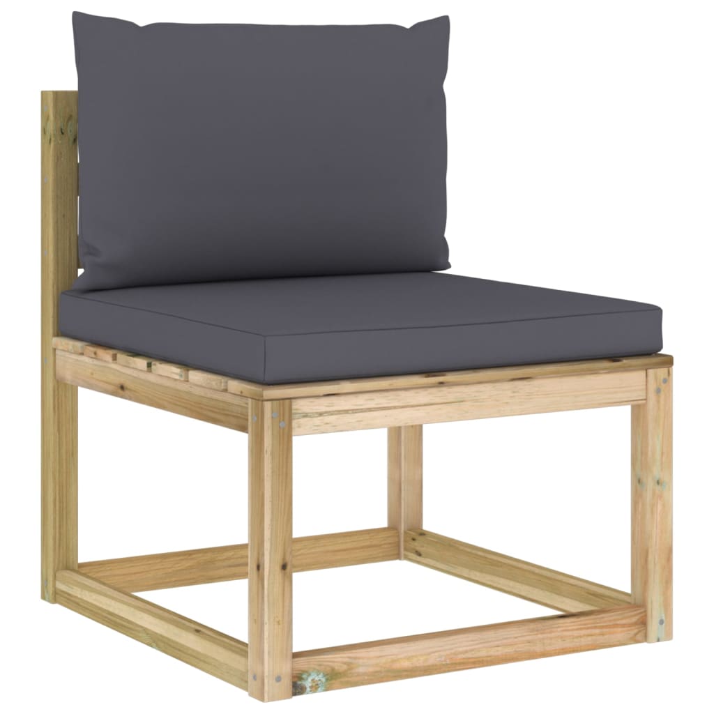 Garten-Mittelsofa mit Kissen Grün Imprägniertes Kiefernholz
